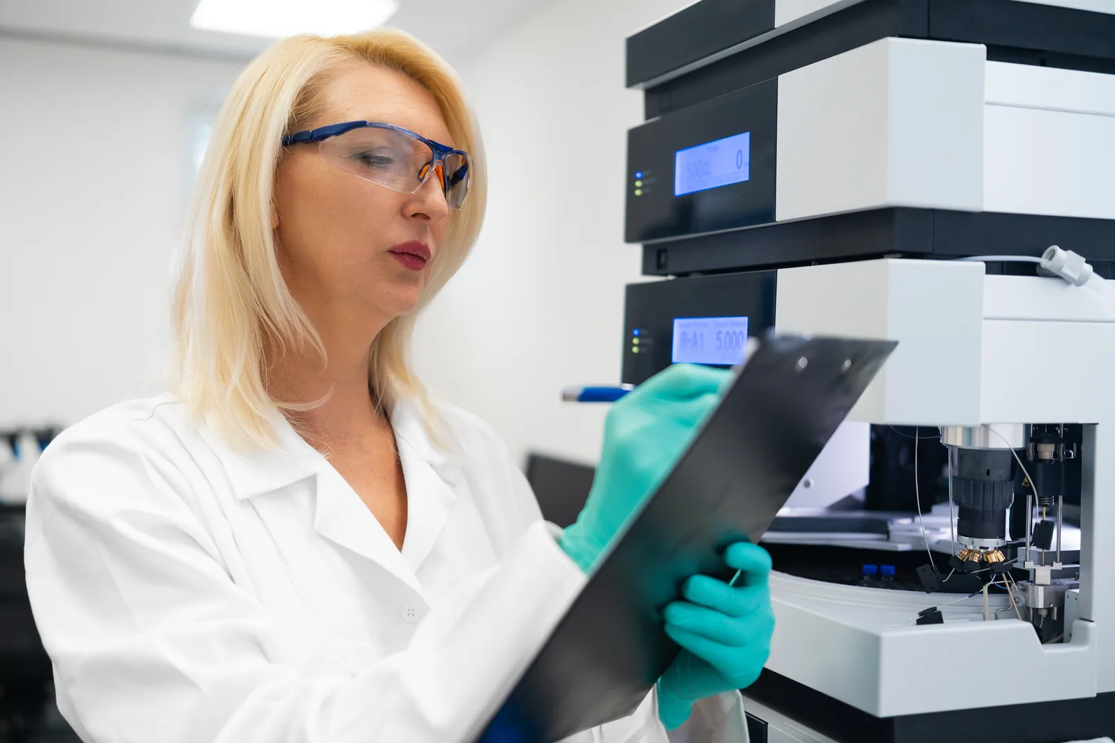 Analyst reviewing chromatography data
