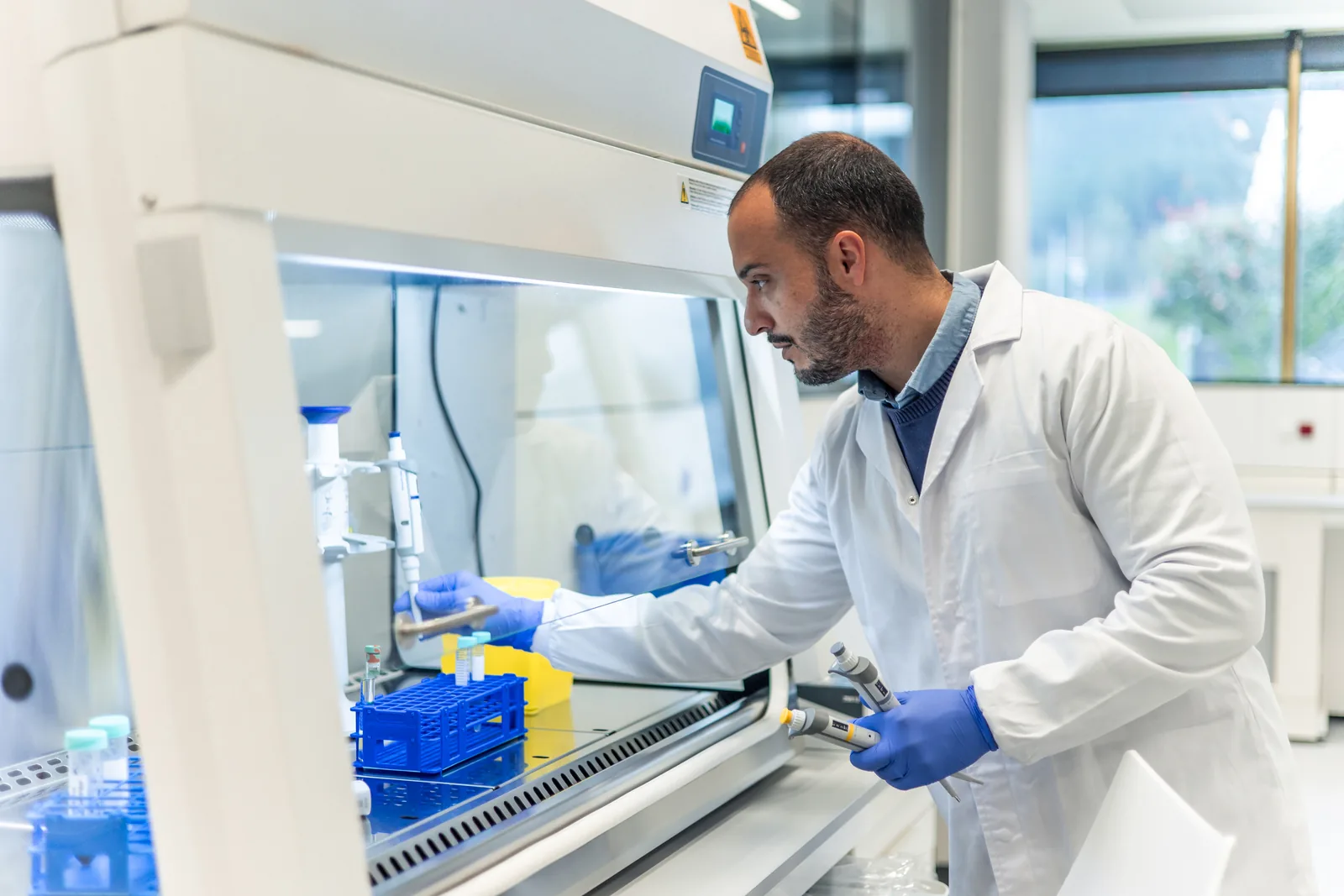 Sample preparation in a fume hood